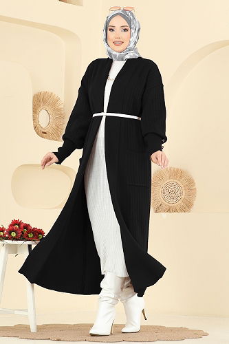 moda selvim سترة خفيفة أسود 7146BRZ597 - Thumbnail