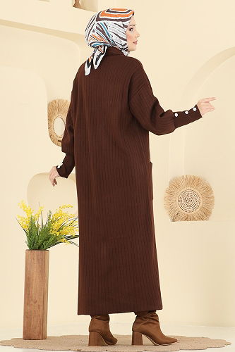 moda selvim Cardigan 7146BRZ597 Brown - Thumbnail
