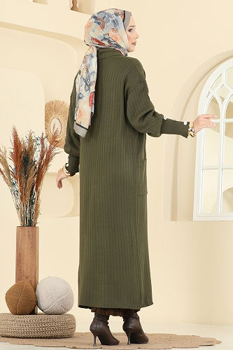 moda selvim Cardigan 7146BRZ597 Khaki - Thumbnail