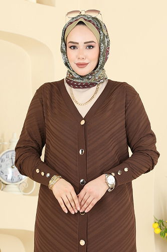 moda selvim Cardigan 7927KLB1050 Brown - Thumbnail