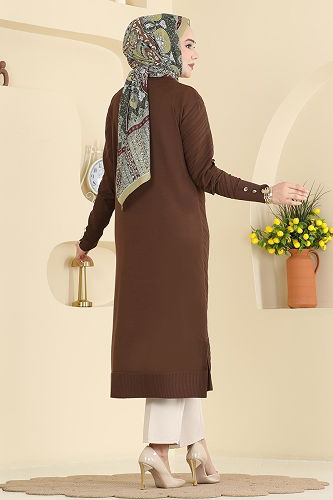 moda selvim سترة خفيفة بني 7927KLB1050 - Thumbnail