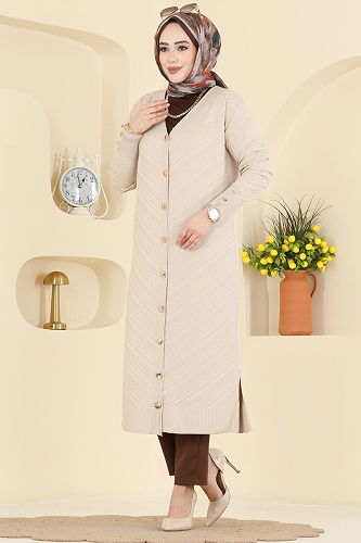 moda selvim Cardigan 7927KLB1050 Cream - Thumbnail