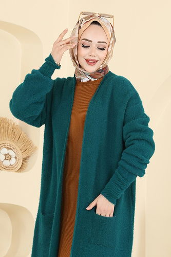 moda selvim سترة خفيفة بترولي 8082KLB1050 - Thumbnail