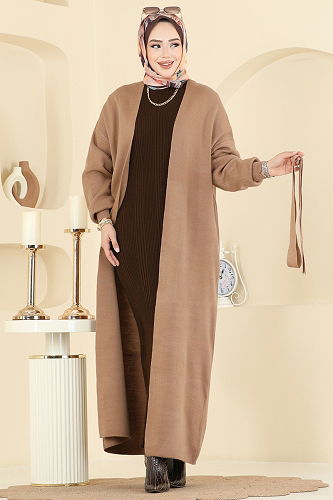 moda selvim Cardigan 8090KLB1050 Biscuit - Thumbnail