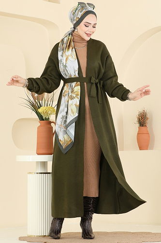 moda selvim سترة خفيفة اخضر عفني 8090KLB1050 - Thumbnail