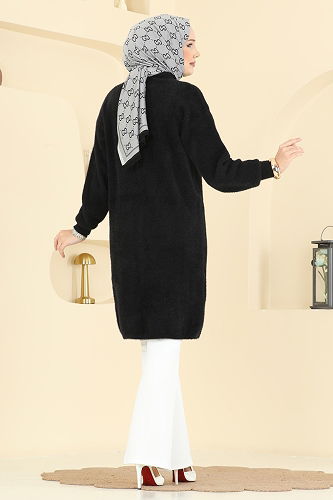 moda selvim سترة خفيفة أسود 8092KLB1050 - Thumbnail