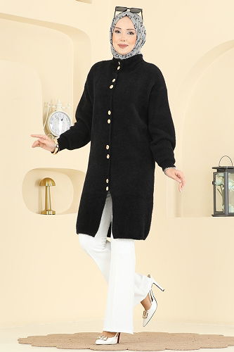 moda selvim سترة خفيفة أسود 8092KLB1050 - Thumbnail