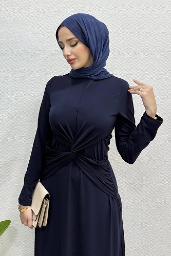 moda selvim Çarpraz Detaylı Sandy Elbise 4731ALGK1170 Laci - Thumbnail