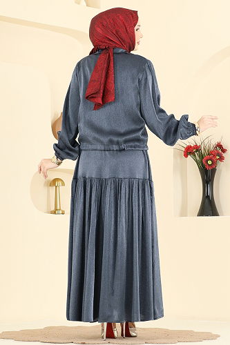 moda selvim Ceket Detaylı 2 li Elbise 0353ERK1158 Laci - Thumbnail