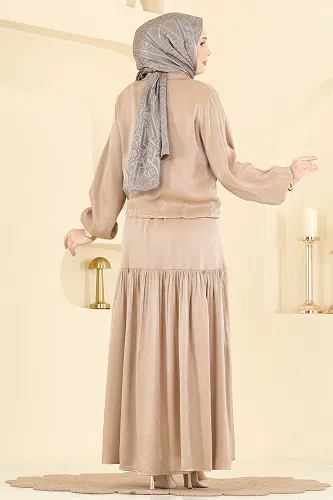 moda selvim Ceket Detaylı 2 li Elbise 0353ERK1158 Vizyon - Thumbnail