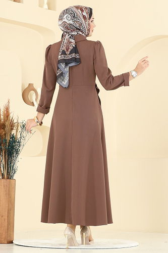 moda selvim Ceket Detaylı Dabıl Elbise 2743SL432 Koyu Vizyon - Thumbnail