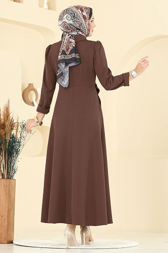 moda selvim Ceket Detaylı Dabıl Elbise 2743SL432 Koyu Vizyon - Thumbnail