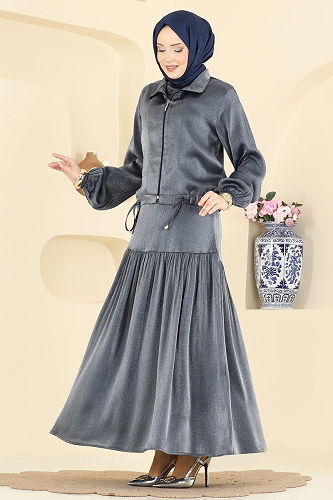 moda selvim Ceket Detaylı İkili Elbise 0353ERK1158 Antrasit - Thumbnail