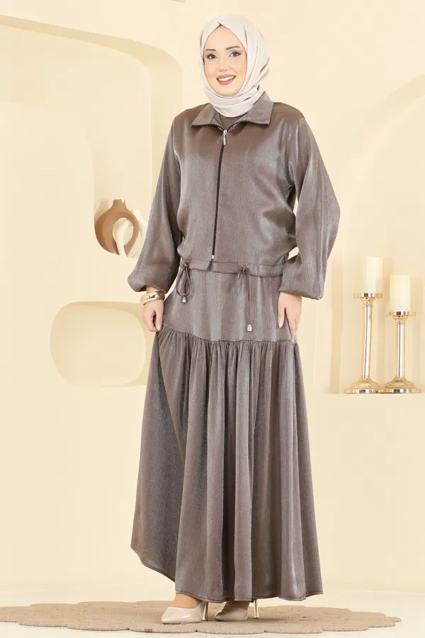 Modaselvim Kombin Ceket Detaylı İkili Elbise 0353ERK1158 Kahve