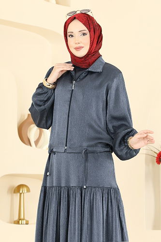 moda selvim Ceket Detaylı İkili Elbise 0353ERK1158 Laci - Thumbnail