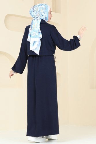 moda selvim Ceket Detaylı Modal Kumaş Elbise 20782MDP186 Laci - Thumbnail