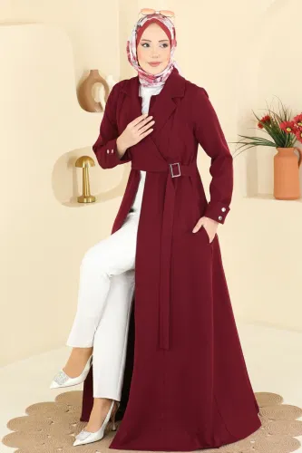 S.L. - Ceket Yakalı Dabıl Ferace 2813SL432 Bordo