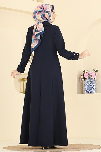 moda selvim Ceket Yakalı Dabıl Ferace 2813SL432 Laci - Thumbnail