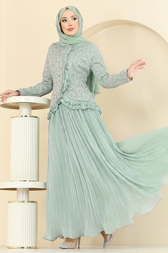 moda selvim Ceketi Dantel Detaylı Takım 5331DMNK1166 Mint - Thumbnail