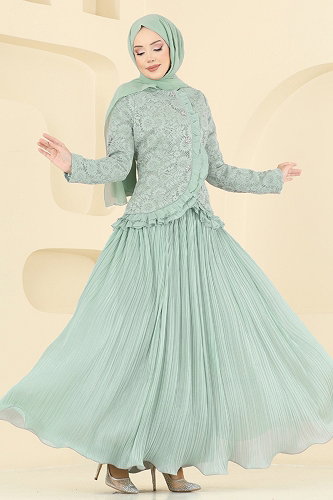 moda selvim Ceketi Dantel Detaylı Takım 5331DMNK1166 Mint - Thumbnail