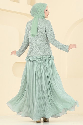 moda selvim Ceketi Dantel Detaylı Takım 5331DMNK1166 Mint - Thumbnail