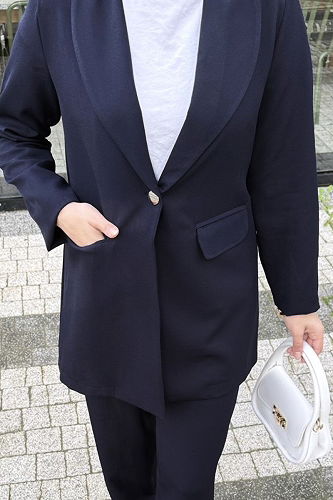 moda selvim Ceketli Dabıl Krep Takım 4686ALGK1170 Laci - Thumbnail