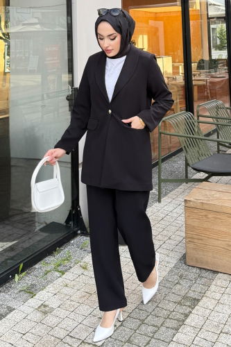 A.L.G.K. - Ceketli Dabıl Krep Takım 4686ALGK1170 Siyah