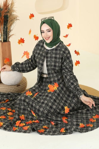 B.R.Z - Ceketli Kışlık Tesettür Takım 1041BRZ597 Haki