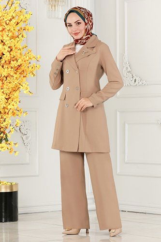 moda selvim Ceketli Tesettür Takım ASM2686 Vizyon - Thumbnail