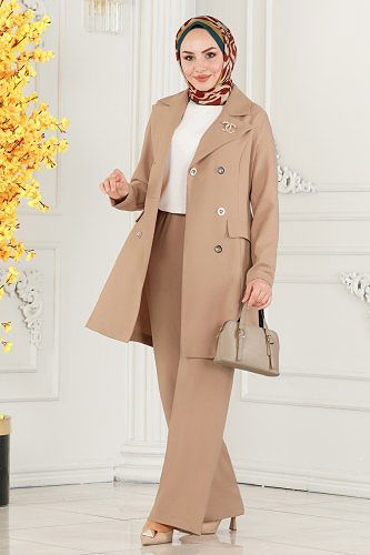 moda selvim Ceketli Tesettür Takım ASM2686 Vizyon - Thumbnail