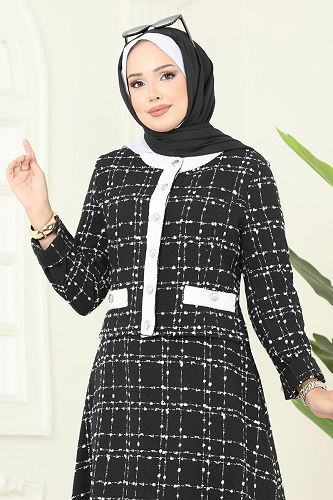 moda selvim Ceketli Tüvit İkili Takım 1180S324 Siyah - Thumbnail