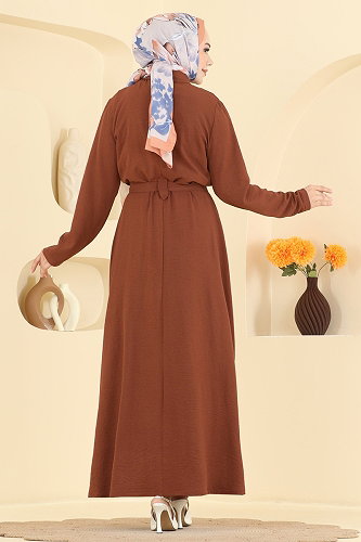moda selvim Cep Aksesuarlı Elbse 9236PLK541 Kahve - Thumbnail