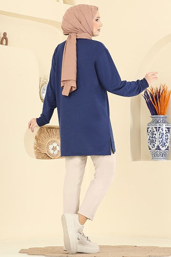 moda selvim Cep Desenli İki İp Tunik 306OZN1046 Laci - Thumbnail