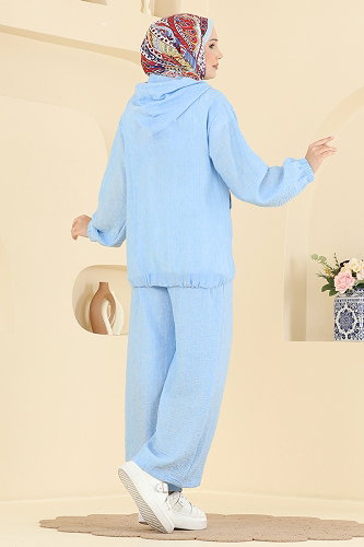moda selvim Cep Detaylı 2 li Takım 0364ERK1158 Bebe Mavisi - Thumbnail