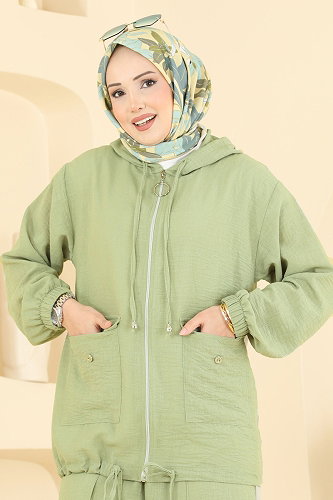 moda selvim Cep Detaylı 2 li Takım 0364ERK1158 Çağla - Thumbnail