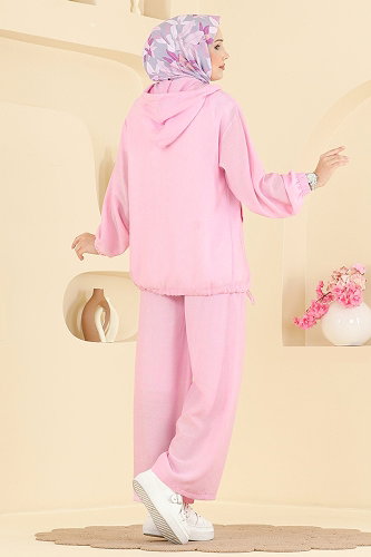 moda selvim Cep Detaylı 2 li Takım 0364ERK1158 Pembe - Thumbnail