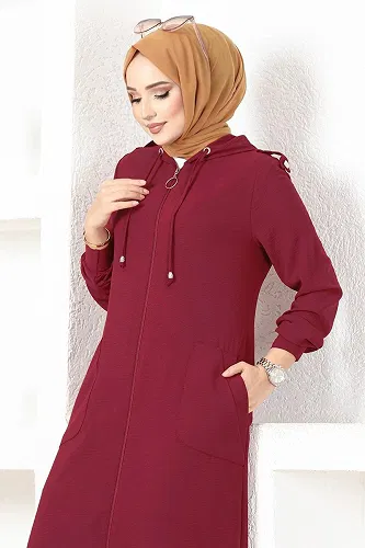 moda selvim Cep Detaylı Aerobin Takım 2436SL432 Bordo - Thumbnail