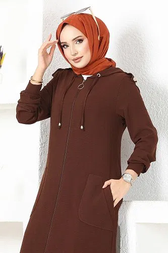 moda selvim Cep Detaylı Aerobin Takım 2436SL432 Kahve - Thumbnail