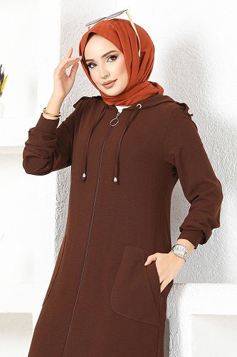 moda selvim Cep Detaylı Aerobin Takım 2436SL432 Kahve - Thumbnail