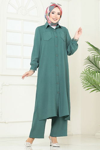 moda selvim Cep Detaylı Aerobin Takım 388DVL817 Mint - Thumbnail