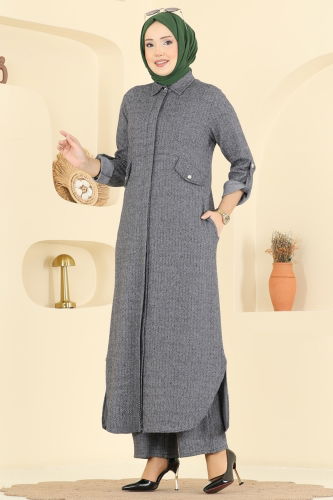 U.K.B. - Cep Detaylı Balıksırtı Takım 24021UKB139 Gri