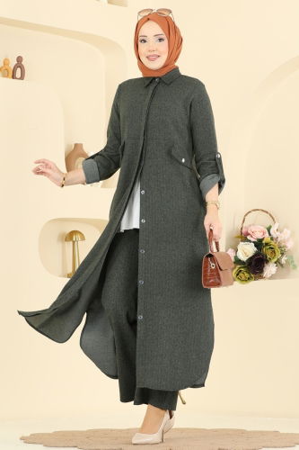 U.K.B. - Cep Detaylı Balıksırtı Takım 24021UKB139 Haki