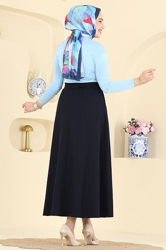 moda selvim Cep Detaylı Dabıl Etek 213BRZ597 Laci - Thumbnail