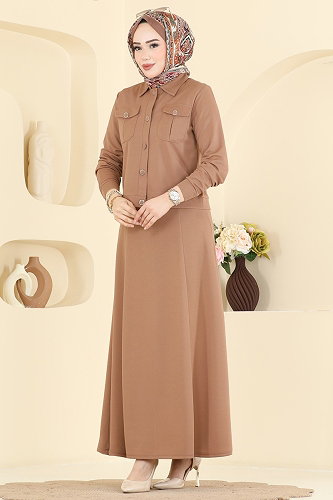 moda selvim Cep Detaylı Elbiseli Takım 24017UKB139 Vizyon - Thumbnail