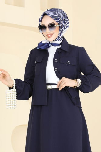moda selvim Cep Detaylı Etekli Takım 23005UKB139 Laci - Thumbnail