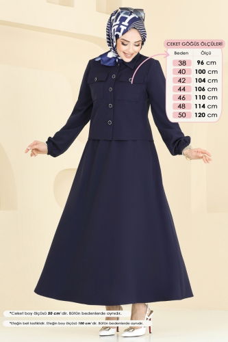 moda selvim Cep Detaylı Etekli Takım 23005UKB139 Laci - Thumbnail