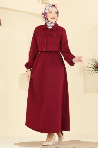 S.L. - Cep Detaylı Etekli Takım 2601SL432 Bordo