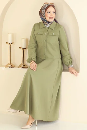 S.L. - Cep Detaylı Etekli Takım 2601SL432 Çağla