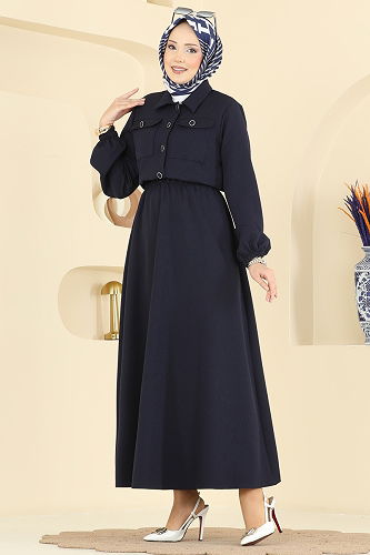 moda selvim Cep Detaylı Etekli Takım 2601SL432 Laci - Thumbnail