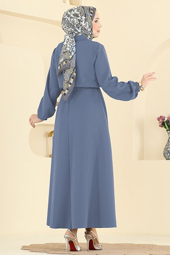 moda selvim Cep Detaylı Etekli Takım 2601SL432 Mavi - Thumbnail
